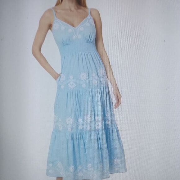 Lilly Pulitzer Blue Sleeveless Midi Sundress with Tiered Skirt - Picture 1 of 10
